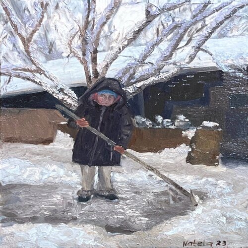 Winter Chores van Natela Krutii, Schilderij te koop op Singulart