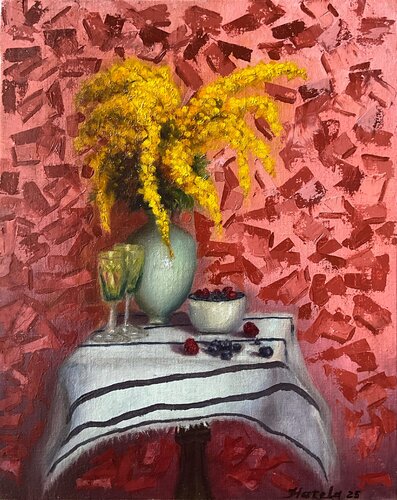 Sunday with Mimosa di Natela Krutii, Pittura in vendita su Singulart