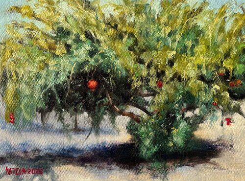 Pomegranate  Tree: Morning by Natela Krutii, Painting for Sale on Singulart