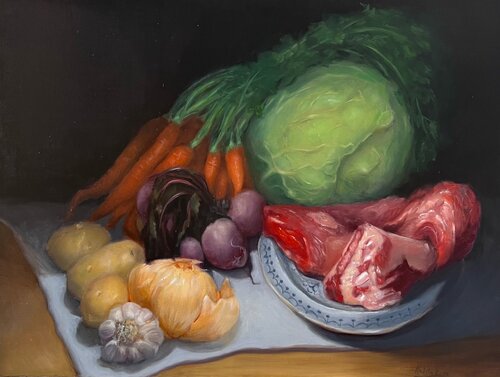 Borscht Still Life van Natela Krutii, Schilderij te koop op Singulart