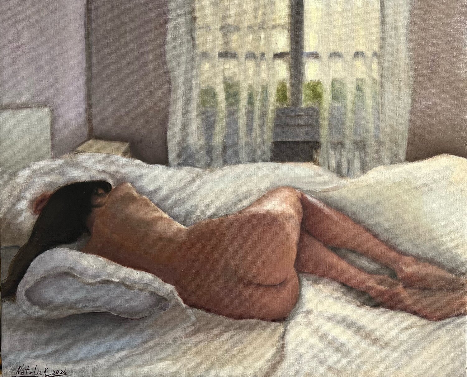 Sunny Morning, Heavy Thoughts Natela Krutii Peinture originale à vendre