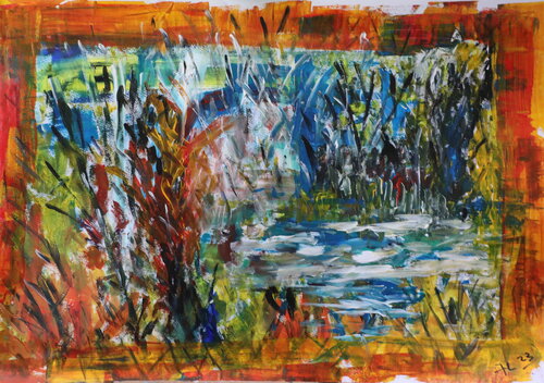 IL LAGHETTO ED IL BOSCO par ALFONSO CESARO, Œuvre sur papier en vente sur Singulart