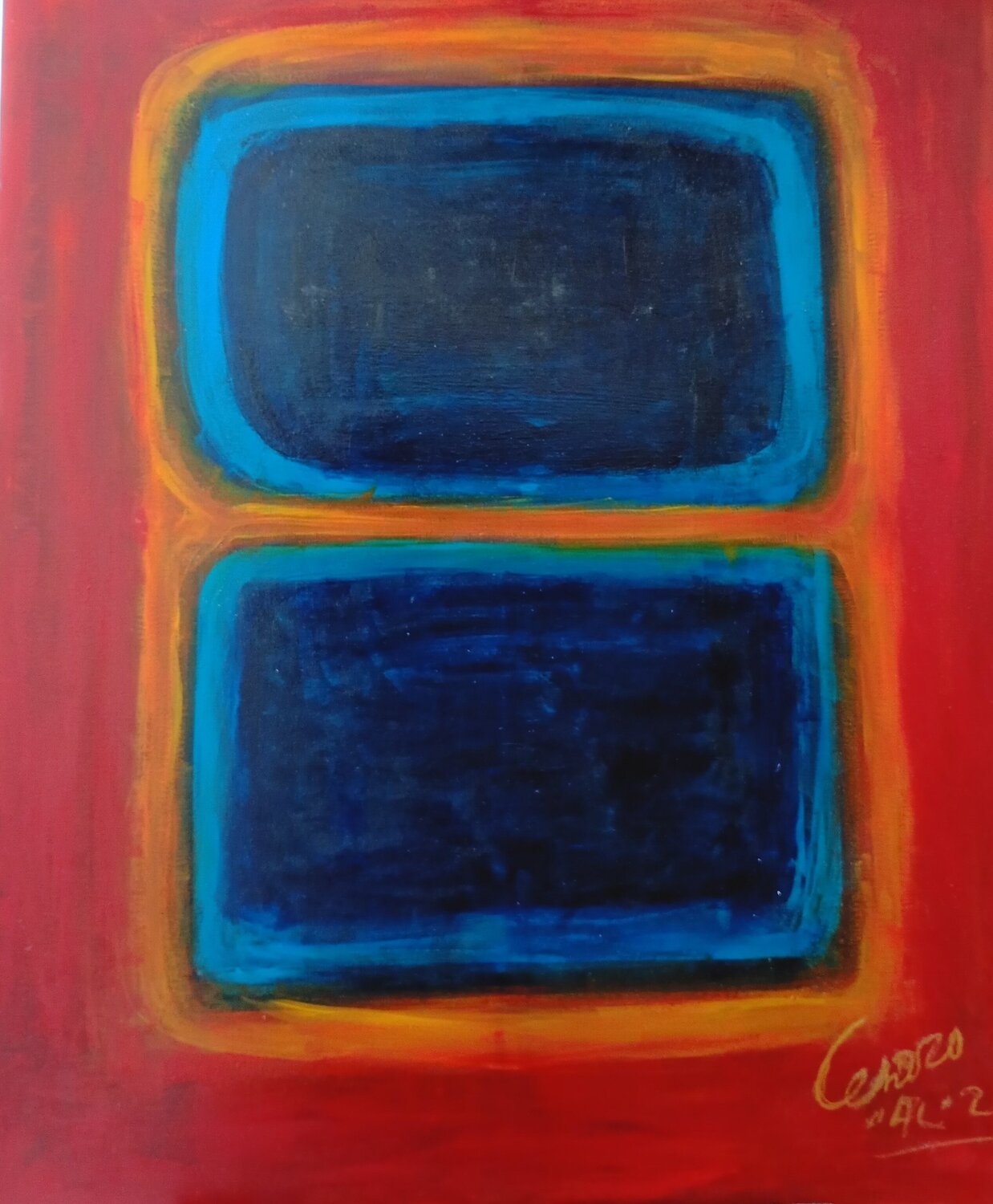 ROSSO...ARANCIO E BLU ALFONSO CESARO Originalgemälde zu verkaufen