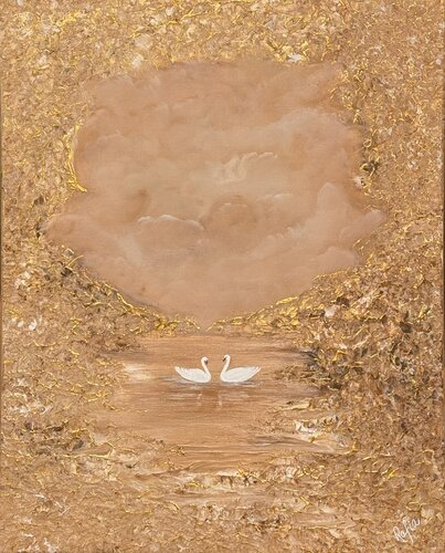 Whispers of Swans van Rafia Rasheed, Schilderij te koop op Singulart