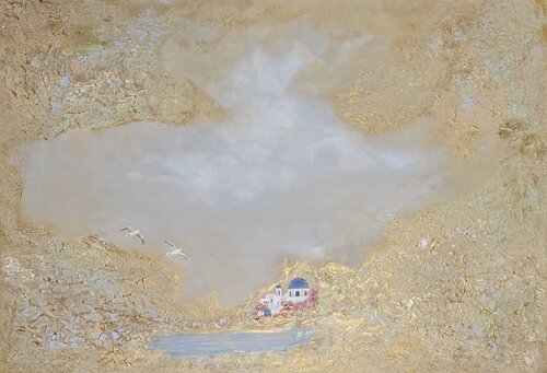 Santorini Dreams van Rafia Rasheed, Schilderij te koop op Singulart