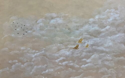 Birds with Wings de Rafia Rasheed, Pintura a la venta en Singulart