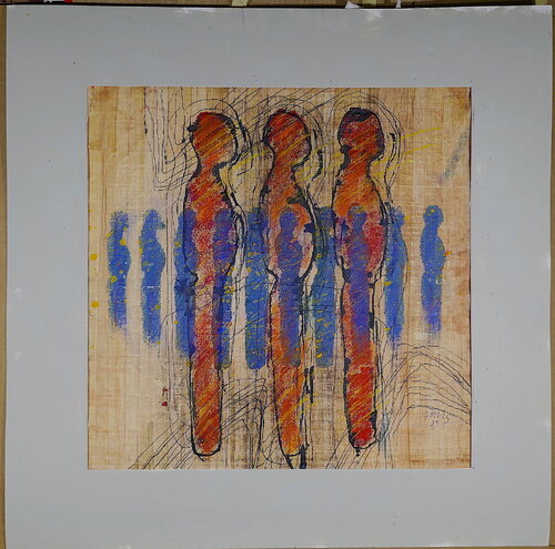 Procession à Memphis sur Papyrus van Guy Muls, Werk op papier te koop op Singulart