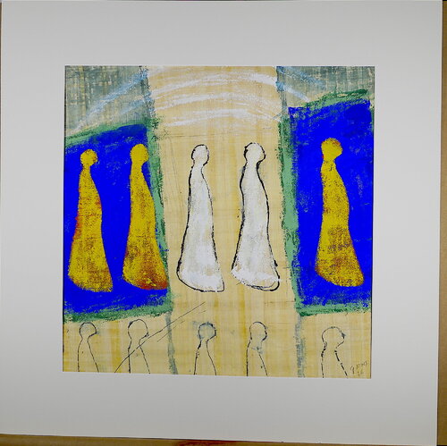 Marche vers le temple de Re sur Papyrus van Guy Muls, Schilderij te koop op Singulart