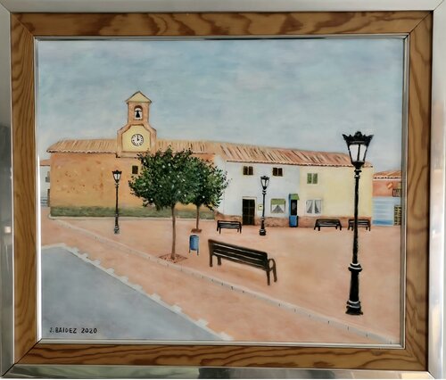 Plaza Mayor de Alcadozo. de José Báidez González, Pintura a la venta en Singulart