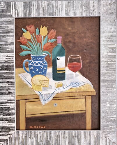 Vino y queso Cortijo Trifillas. van José Báidez González, Schilderij te koop op Singulart