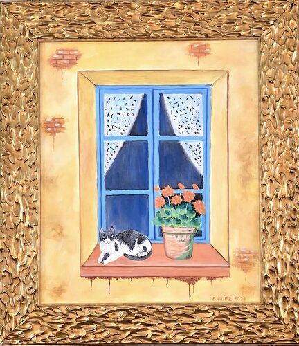 La siesta del gato. van José Báidez González, Schilderij te koop op Singulart