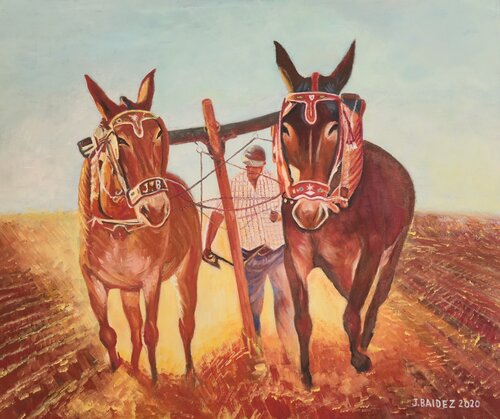 Labranza al mediodía. by José Báidez González, Painting for Sale on Singulart