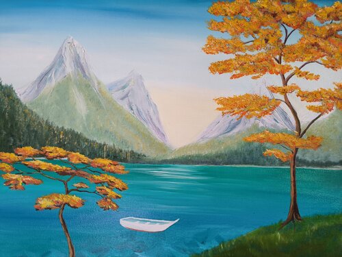 Autumn in mountains van Alexander Aleksyuk, Schilderij te koop op Singulart