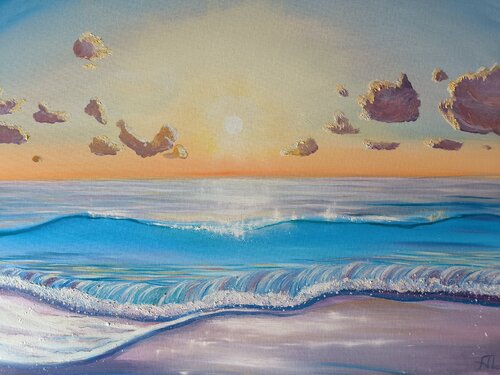 Violet seaside sunset von Alexander Aleksyuk, Malerei kaufen auf Singulart