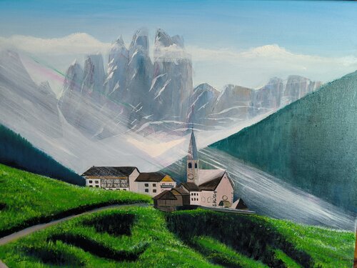 Light of Sankta Magdalena Italy Dolomites van Alexander Aleksyuk, Schilderij te koop op Singulart