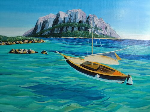 Sardinia Boat adventure by Alexander Aleksyuk, Painting for Sale on Singulart