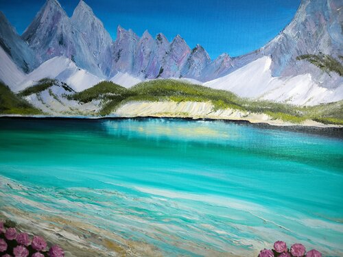 Drachen lake in Alps von Alexander Aleksyuk, Malerei kaufen auf Singulart