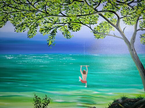 Jump into the lake by Alexander Aleksyuk, Painting for Sale on Singulart