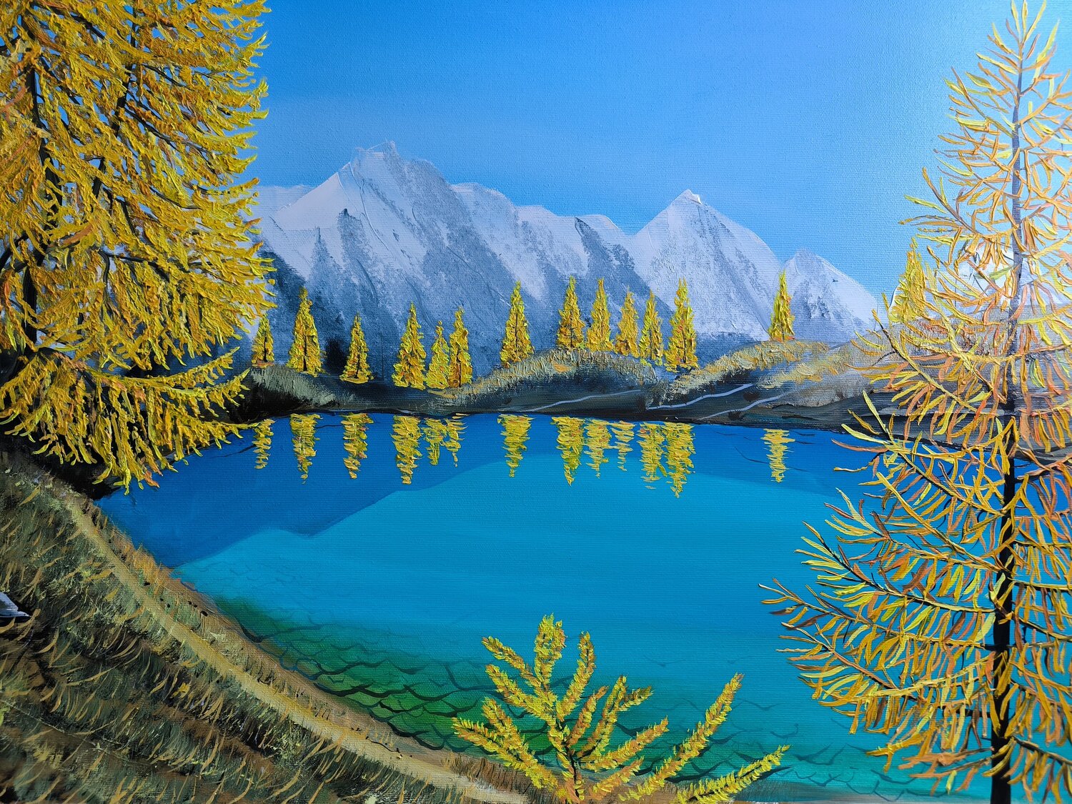 Golden Autumn in Schweiz Alexander Aleksyuk Originalgemälde zu verkaufen