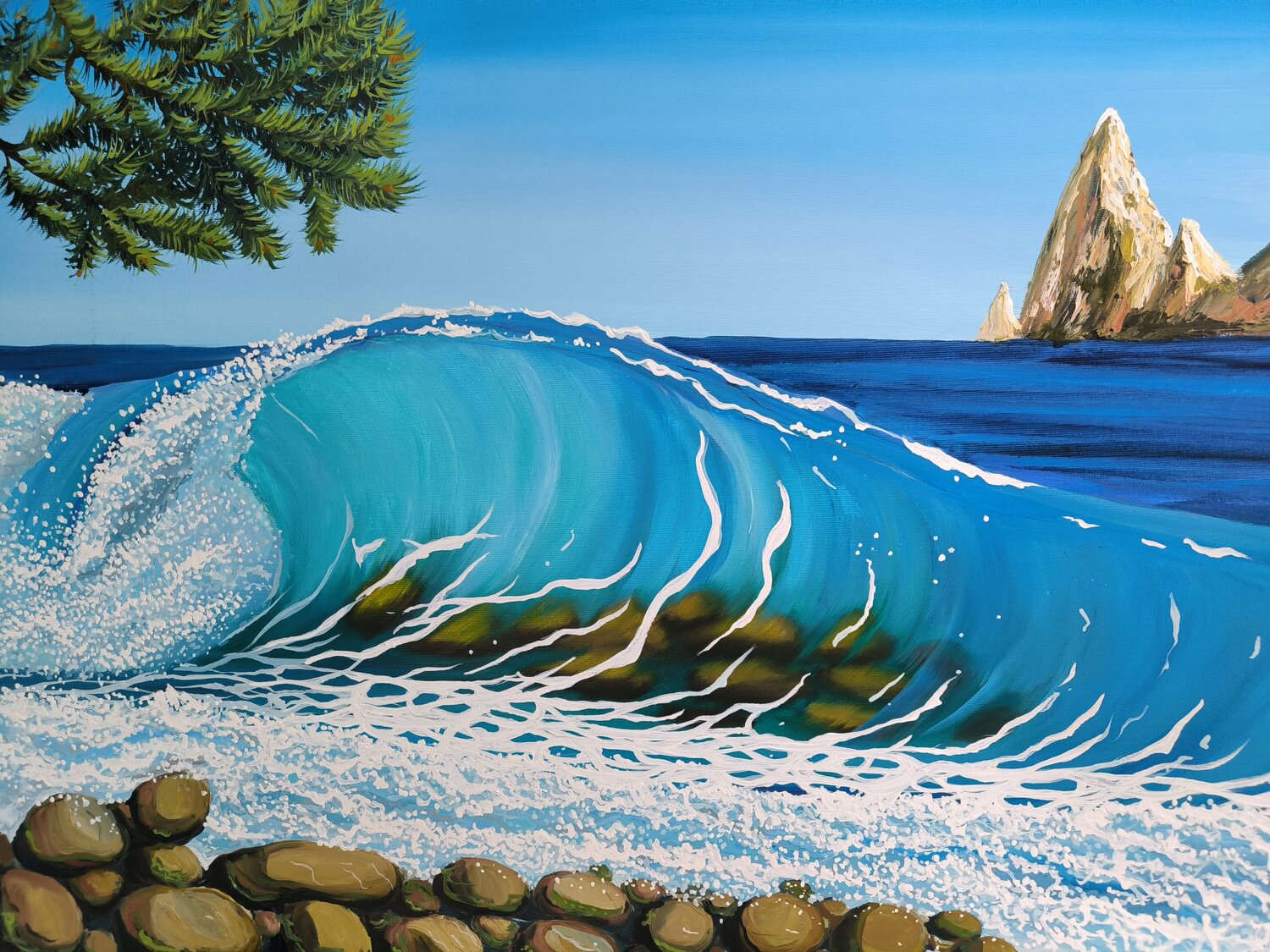 Transparent wave with stones Alexander Aleksyuk