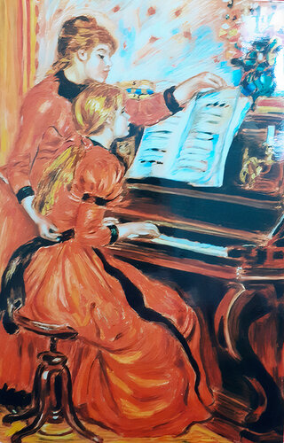 "La lezione di pianoforte" (après Auguste Renoir) van Reginaldo Albanese, Werk op papier te koop op Singulart