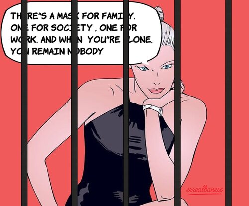 "ONE, NO ONE AND ONE HUNDRED THOUSAND – EVA K." digitale su metallo Dibond con finitura in plexiglass Opera unica, non replicabile. by Reginaldo Albanese, Painting for Sale on Singulart