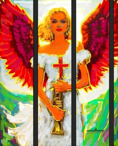 "The Weeping Angel" Arte digitale su metallo Dibond con finitura in plexiglass Opera unica, non replicabile. van Reginaldo Albanese, Digitaal te koop op Singulart