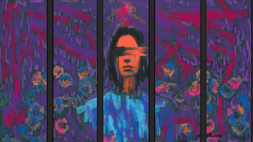 "Blind Tears"  Arte digitale su metallo Dibond con finitura in plexiglass Opera unica, non replicabile. van Reginaldo Albanese, Digitaal te koop op Singulart