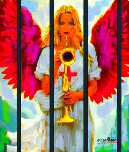 "At the Father’s Right Hand"   Arte digitale su metallo Dibond con finitura in plexiglass Opera unica, non replicabile. van Reginaldo Albanese, Digitaal te koop op Singulart