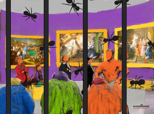 " Museum of Decay  The Visitors "   digitale su metallo Dibond con finitura in plexiglass Opera unica, non replicabile. by Reginaldo Albanese, 디지털 for Sale on Singulart