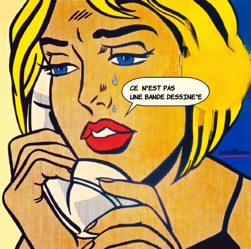 “Ce n’est pas une bande dessinée II – Silent Tears”   Arte digitale su metallo Dibond con finitura in plexiglass  Opera unica, non replicabile by Reginaldo Albanese, Painting for Sale on Singulart
