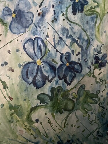 Violettes sous la pluie van Valentina Rus, Werk op papier te koop op Singulart