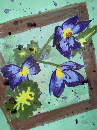 Les mêmes violettes sous la pluie (33 ans après) van Valentina Rus, Werk op papier te koop op Singulart