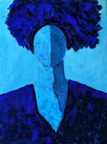 Lady in blue van Miguel De Miguel, Schilderij te koop op Singulart