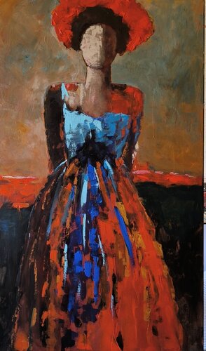 Dama en rojo di Miguel De Miguel, Opera su carta in vendita su Singulart