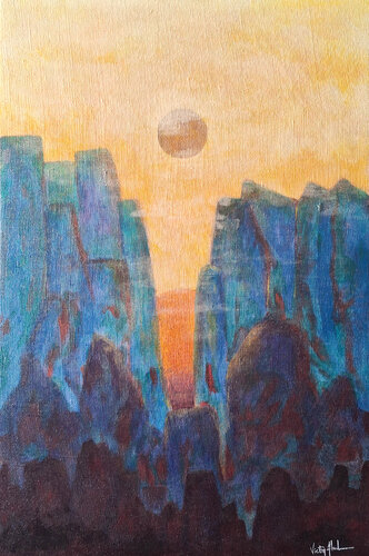 Alignement céleste au Groenland di Victor Abel, Pittura in vendita su Singulart