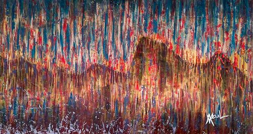 Réunion de nuit pour mettre en lumière les grands luminaires de notre île par Victor Abel, Peinture en vente sur Singulart