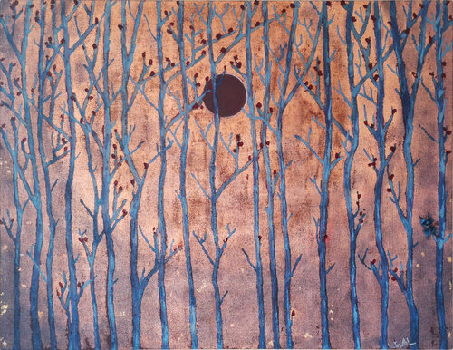 Éclipse de soleil du 8 avril 2024  à Montréal par Victor Abel, Peinture en vente sur Singulart