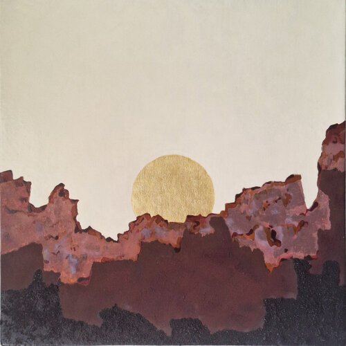 Soleil au creux du cratère du volcan par Victor Abel, Peinture en vente sur Singulart