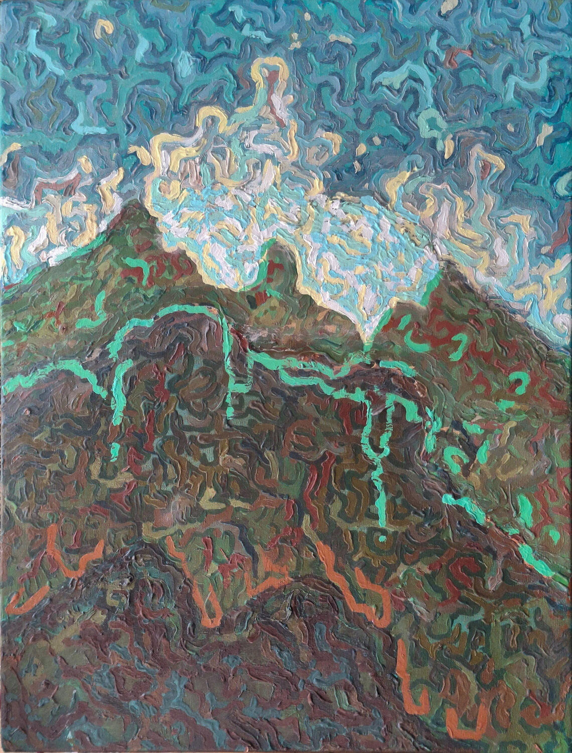 Vision panoramique du Piton des neiges pour l'oeil gauche Victor Abel Originalgemälde zu verkaufen