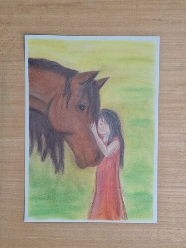 Dream world - Girl and Horse van Laura Tohila, Schilderij te koop op Singulart