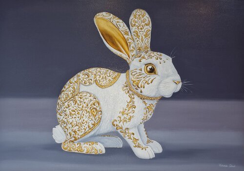Golden Rabbit di Victoria Shul, Pittura in vendita su Singulart