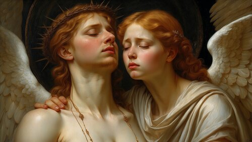 Christ Comforted by an Angel von Uchenna Obinabo-Mabazza, Druck kaufen auf Singulart