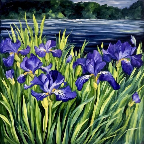 Irises at the Lake von Uchenna Obinabo-Mabazza, Druck kaufen auf Singulart