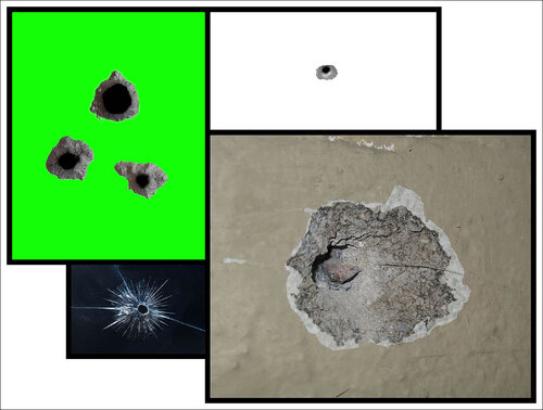 "Work # 754-06: (Untitled # 87) Six Bullet Holes" Bruce Eves