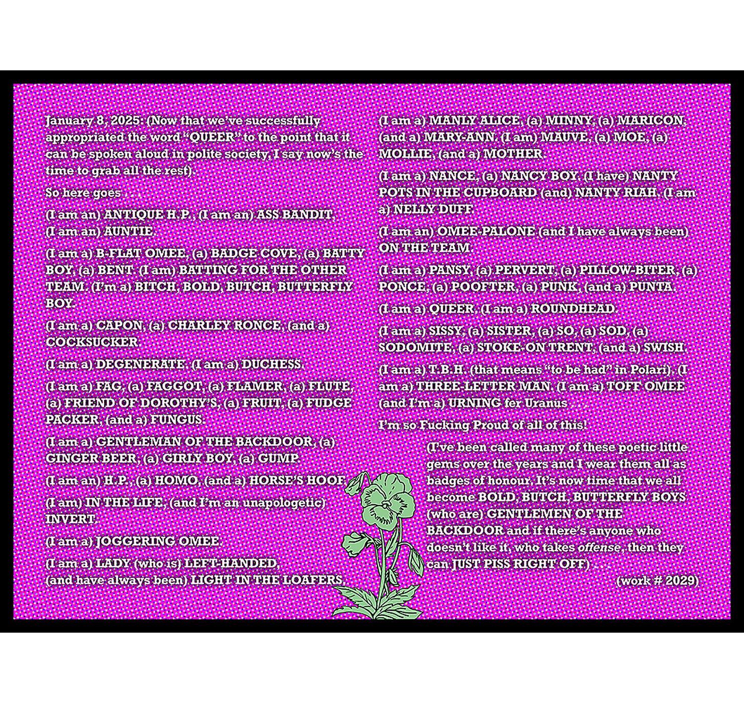 "January 8, 2025: Pansy" Bruce Eves