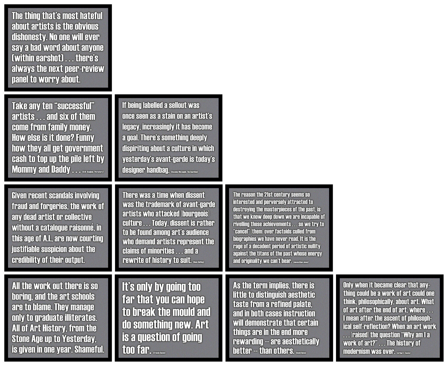 "Work # 899: Several Statements (About the Art World) to Make People Squirm" Bruce Eves