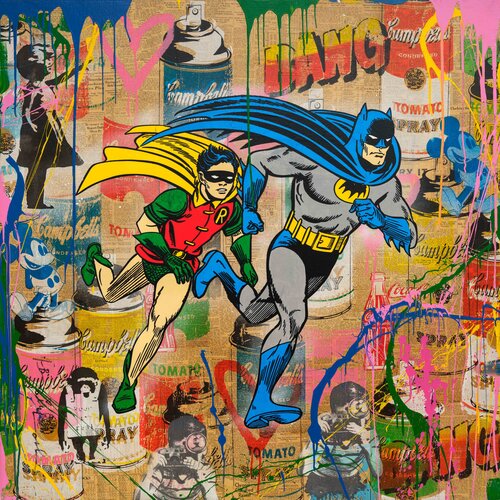 Batman & Robin par Mr. Brainwash, Œuvre sur papier en vente sur Singulart