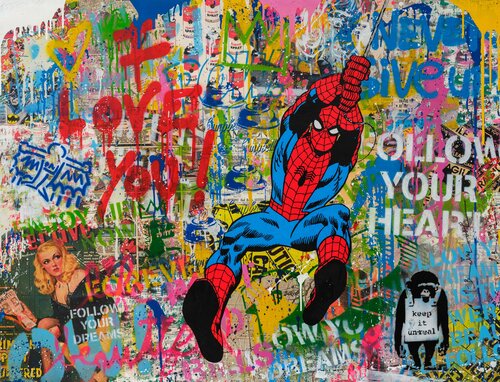 Spider-Man par Mr. Brainwash, Œuvre sur papier en vente sur Singulart