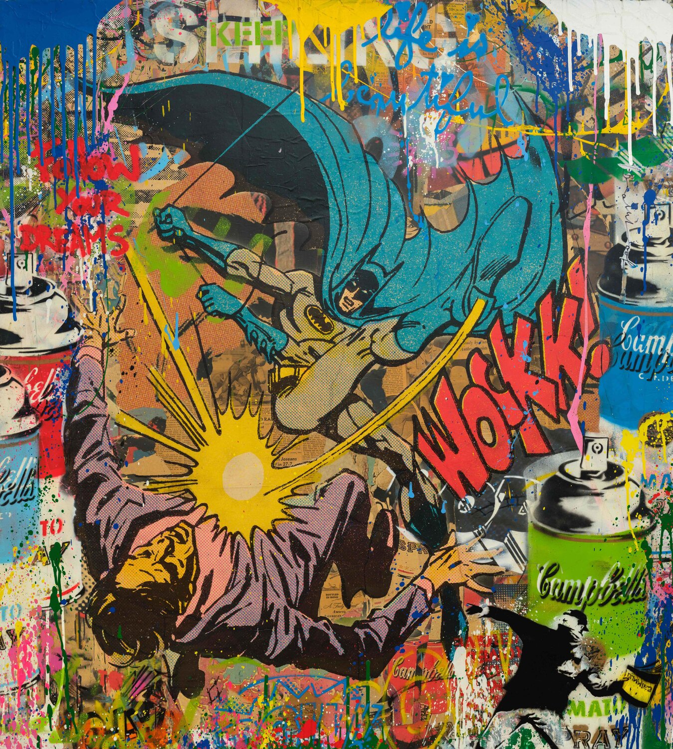 Bat Wockk Mr. Brainwash Werk auf Papier zu verkaufen